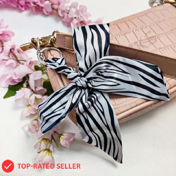 Leopard Print Bow Bag Charm Detachable Keychain Elegant Purse Accessory - Picture 3 of 7